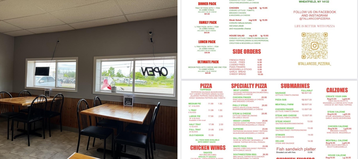 Tallarico's Pizzeria Menu