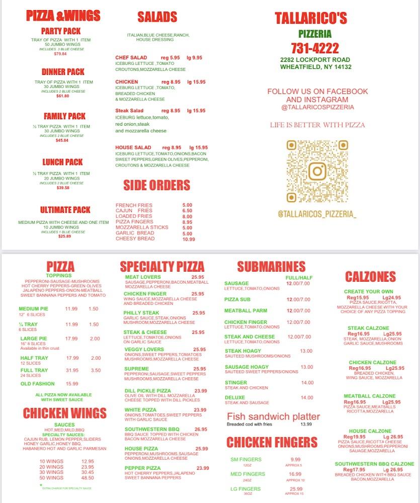 Tallarico's Pizzeria Menu image 1